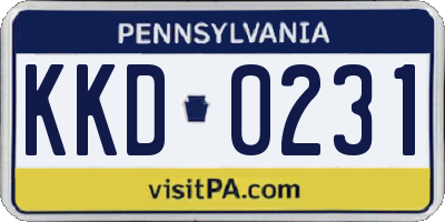 PA license plate KKD0231