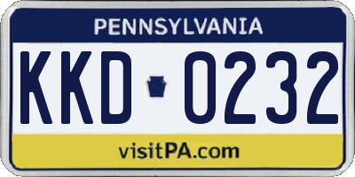 PA license plate KKD0232