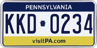 PA license plate KKD0234