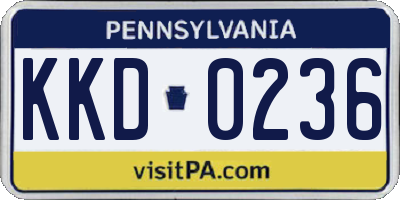PA license plate KKD0236