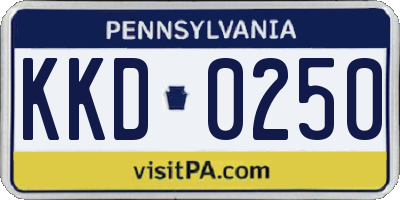 PA license plate KKD0250
