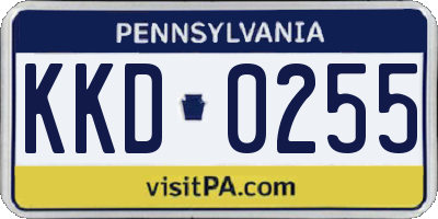 PA license plate KKD0255