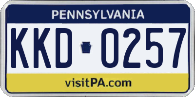 PA license plate KKD0257