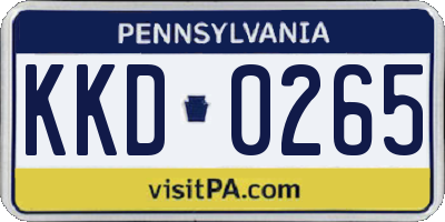 PA license plate KKD0265
