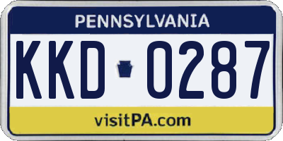 PA license plate KKD0287