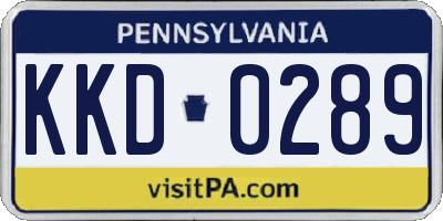 PA license plate KKD0289
