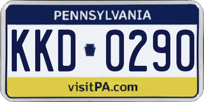 PA license plate KKD0290