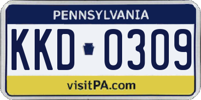 PA license plate KKD0309
