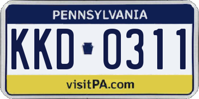 PA license plate KKD0311