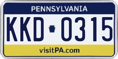 PA license plate KKD0315