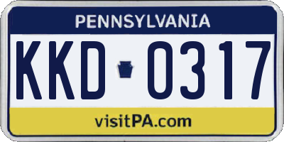 PA license plate KKD0317