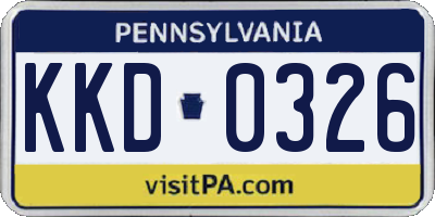 PA license plate KKD0326