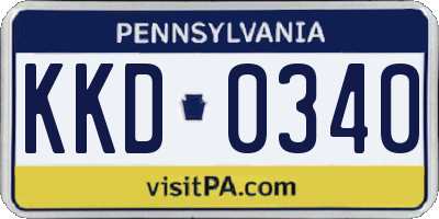 PA license plate KKD0340