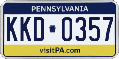 PA license plate KKD0357
