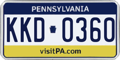 PA license plate KKD0360