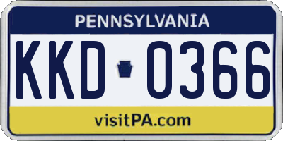 PA license plate KKD0366