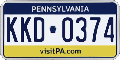 PA license plate KKD0374