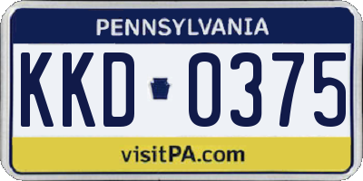 PA license plate KKD0375