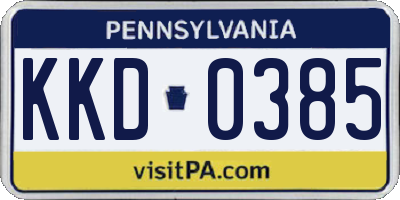 PA license plate KKD0385