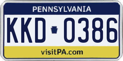 PA license plate KKD0386