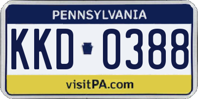 PA license plate KKD0388