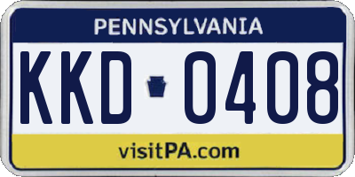 PA license plate KKD0408