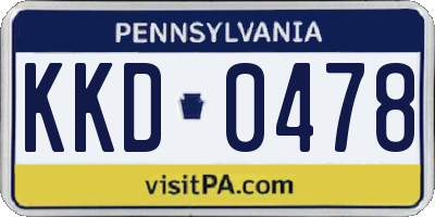 PA license plate KKD0478
