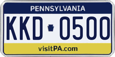 PA license plate KKD0500