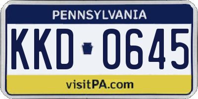 PA license plate KKD0645