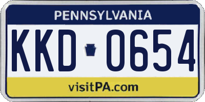 PA license plate KKD0654