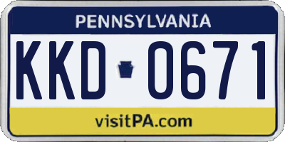 PA license plate KKD0671