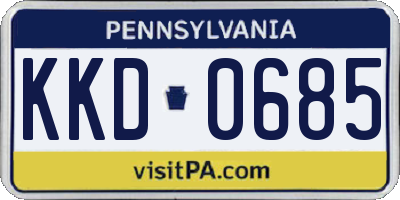 PA license plate KKD0685