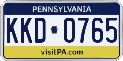 PA license plate KKD0765