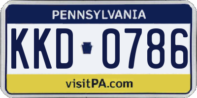 PA license plate KKD0786