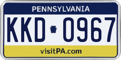 PA license plate KKD0967