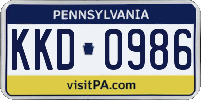 PA license plate KKD0986