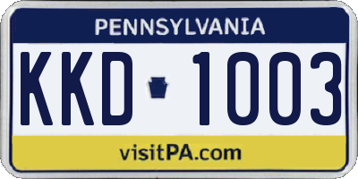 PA license plate KKD1003