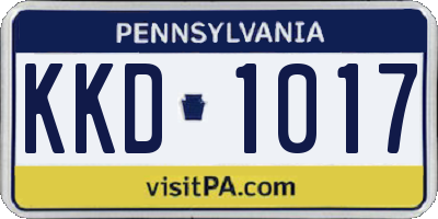 PA license plate KKD1017