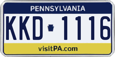 PA license plate KKD1116