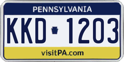 PA license plate KKD1203