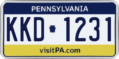 PA license plate KKD1231