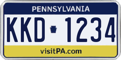 PA license plate KKD1234