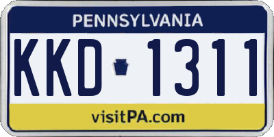 PA license plate KKD1311