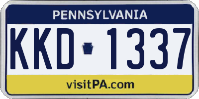 PA license plate KKD1337
