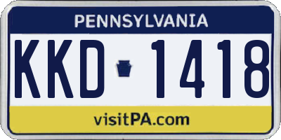 PA license plate KKD1418