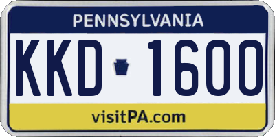 PA license plate KKD1600