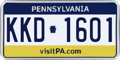 PA license plate KKD1601
