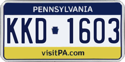 PA license plate KKD1603