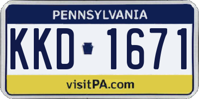 PA license plate KKD1671