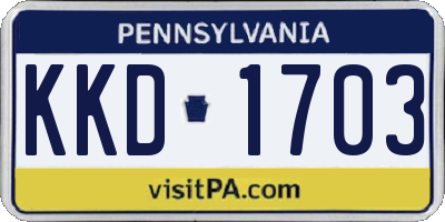 PA license plate KKD1703